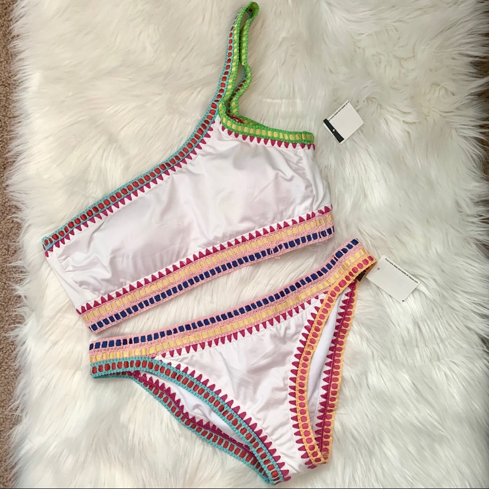 Bar III Weave It Be Bikini, Multicolor Trim